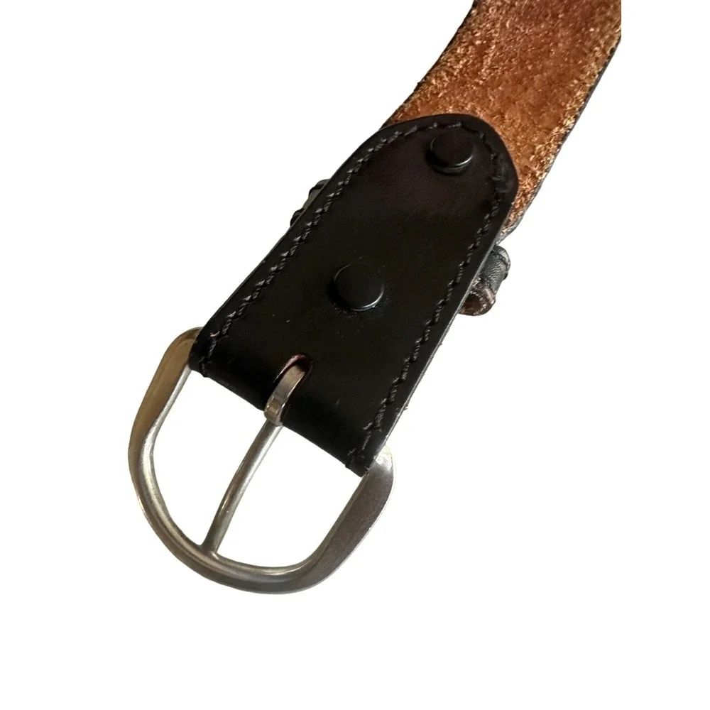Belt Black Top Grain Cowhide Leather Basketweave Western Made in USA‎ 38